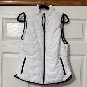 Asics White Quilted Vest with Black Trim